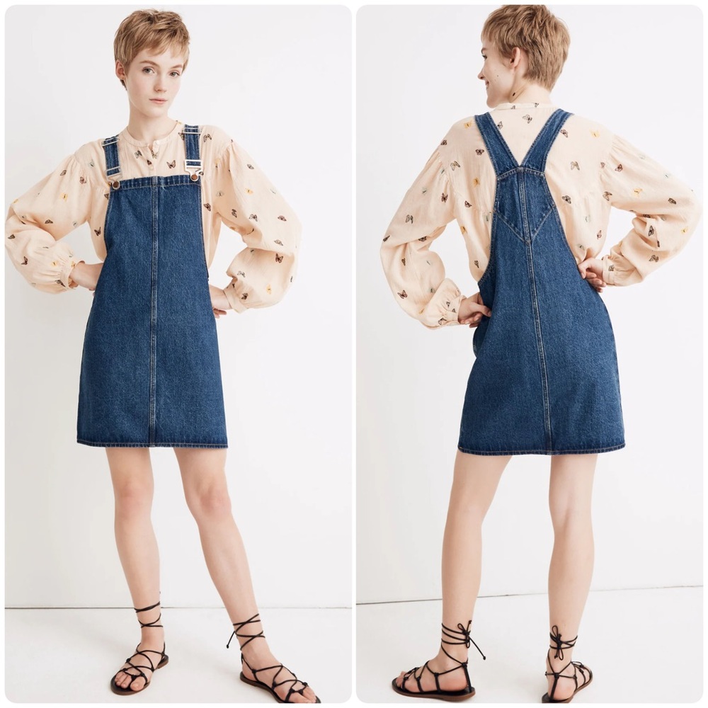 Madewell Denim Overall Mini Dress XS Deauville Wash 2019